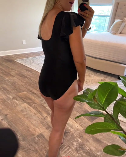 Costume da bagno intero alla moda con volant in pizzo slim fit