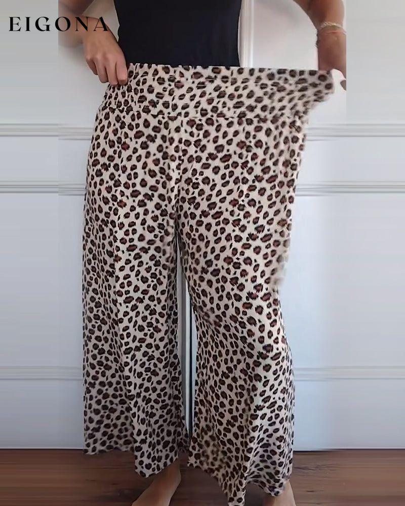 Leopard print casual wide leg pants pants spring summer