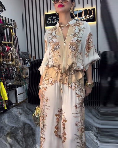 Abito a gamba larga con cerniera e colletto rialzato