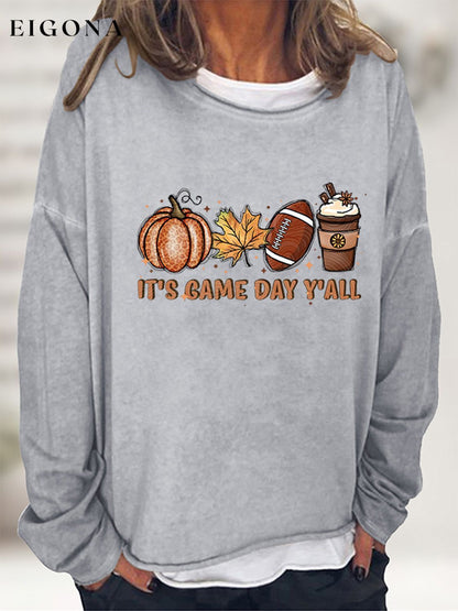 Full Size IT'S GAME DAY Y'ALL Graphic Sweatshirt Heather Gray clothes G@L@X long sleeve long sleeve shirt Ship From Overseas Shipping Delay 09/29/2023 - 10/04/2023 Sweater sweaters trend