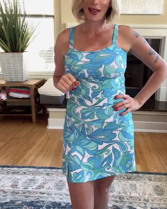 Tankini sexy con bretelle stampate sui fianchi