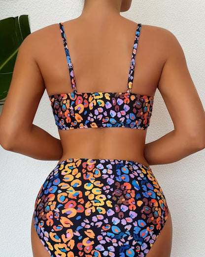 Fashionable Floral Print Two-Piece Swimsuit Bikini