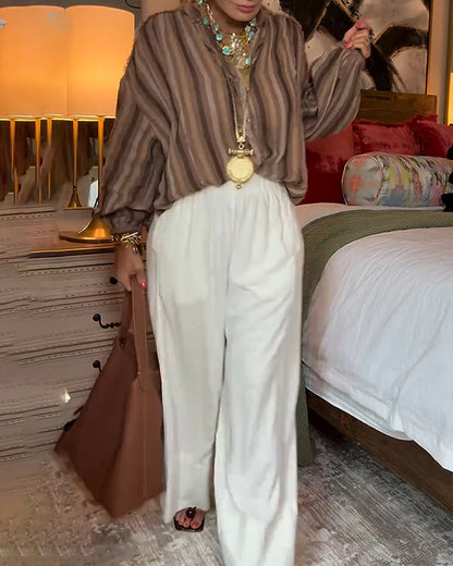 Vintage Striped Loose Shirt