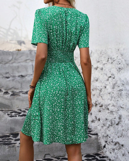 Short Sleeve A Hem Temperament Dress