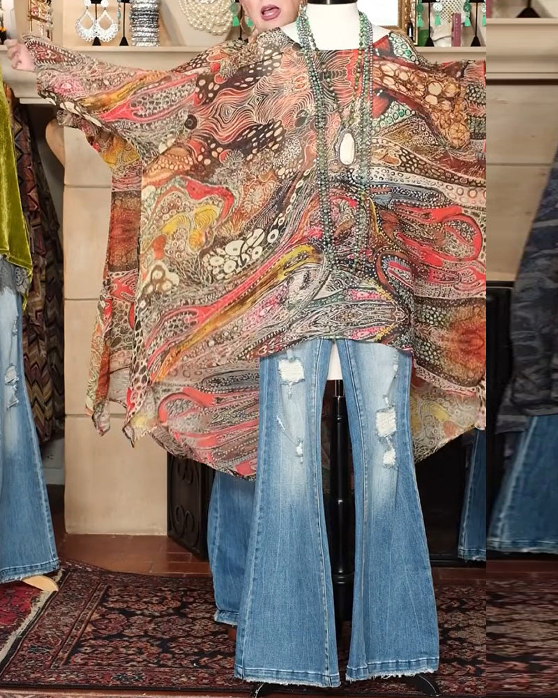 Lockere Bluse mit Fledermausärmeln