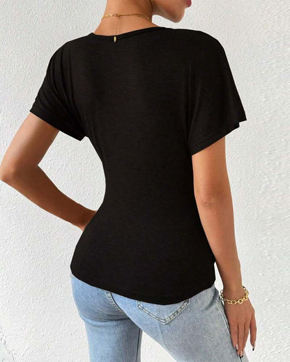 V-Ausschnitt All-Match Plissee Bluse