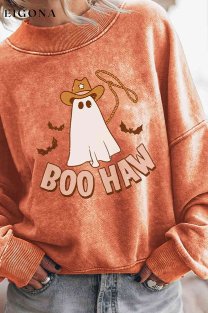 BOO HAW Ghost Graphic Dropped Shoulder Round Neck Sweatshirt clothes halloween halloween sweaters Ship From Overseas sweater sweaters SYNZ