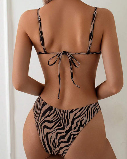 Sexy Bikini mit Schnürung und Zebramuster