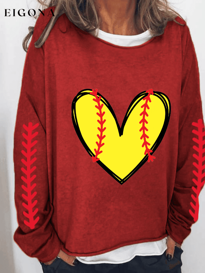 Women's Softball Lover Print Sweatshirt ball print