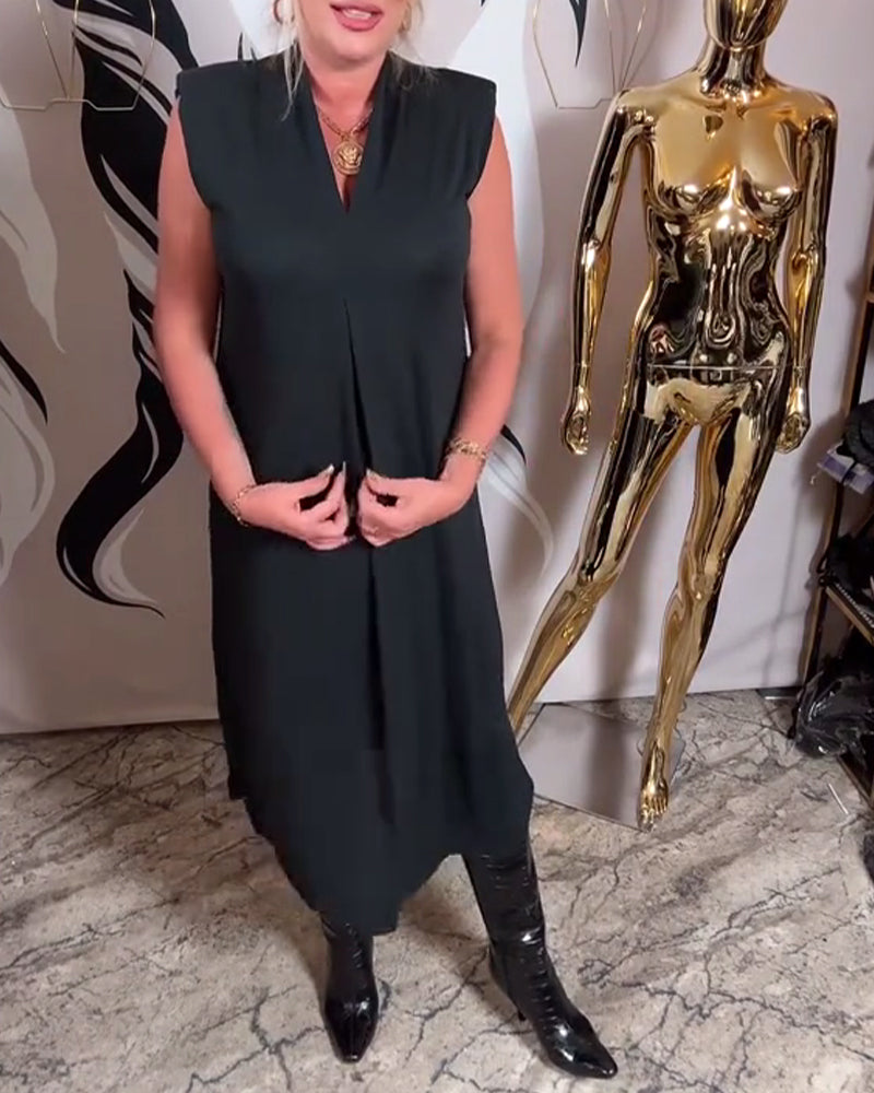 V-Neck Fashionable Sleeveless Dress