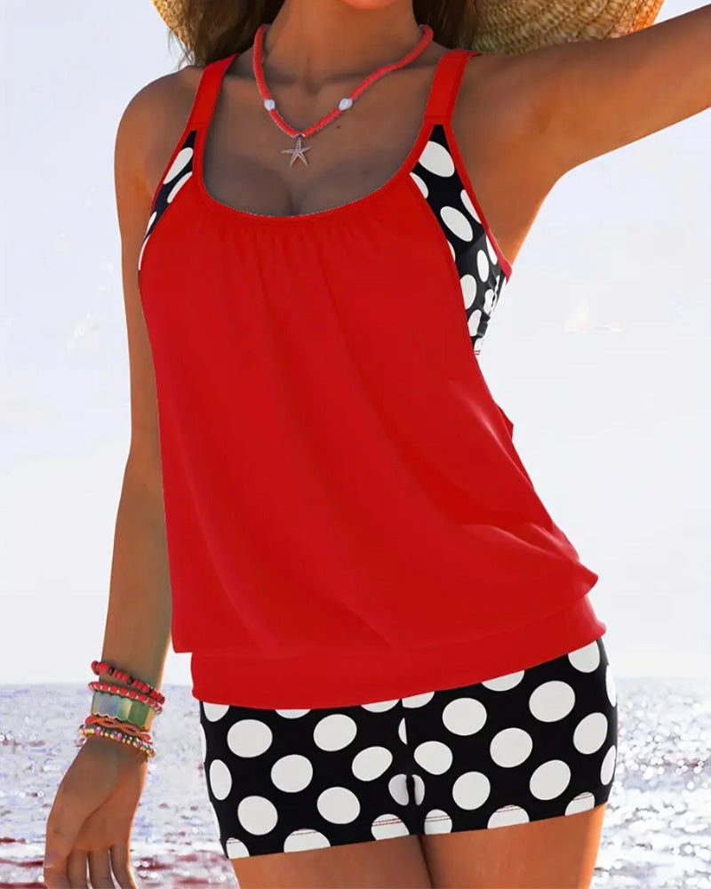 Tank Top Polka Dot Boxer Swimsuit