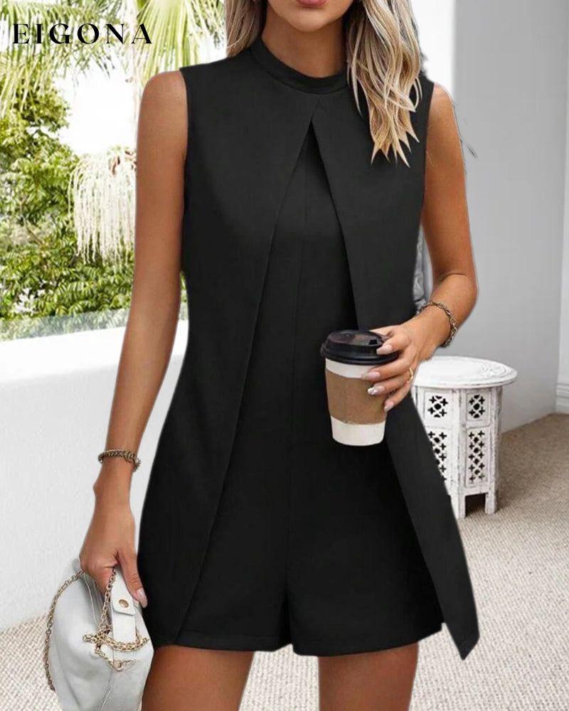 Fashion solid color stand collar sleeveless jumpsuit jumpsuits & rompers summer