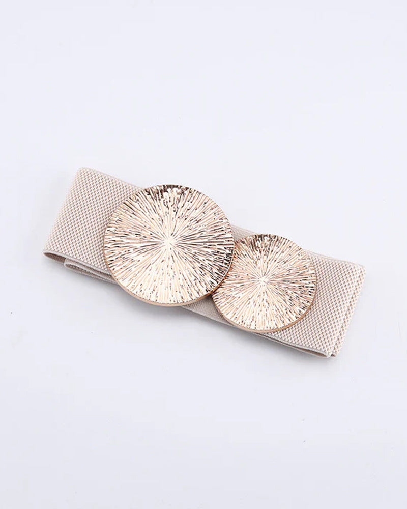 Dames Vintage Elastische Riem Met Gouden Gesp