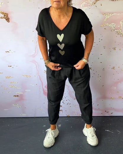 Ensfarget lommekomfort casual bukser