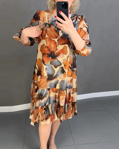 Abito con volant e stampa floreale vintage