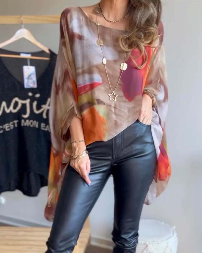 Casual printed bat sleeve loose blouse blouses & shirts spring summer