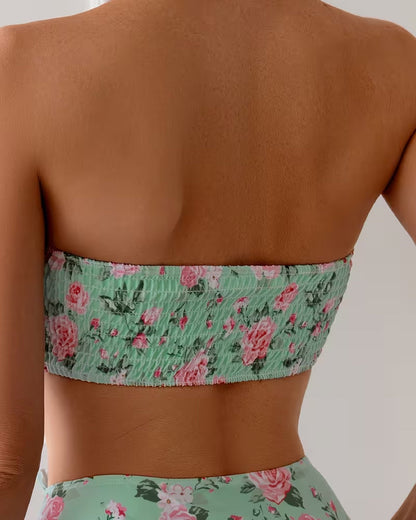 Lace Bandeau Print Bikini