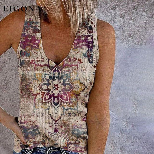 Vintage Ethnic Printed Tank Top Multicolor best Best Sellings clothes Plus Size Sale tops Topseller