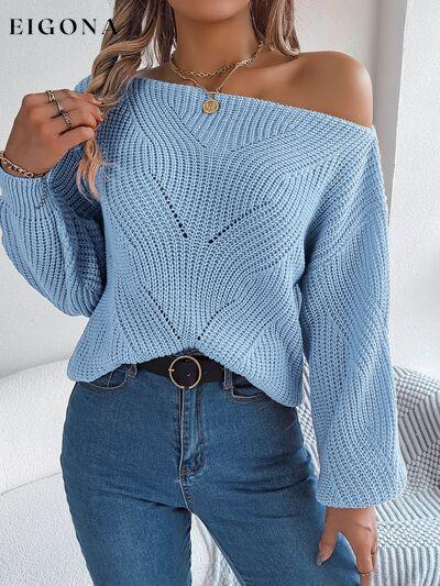 Openwork Off The Shoulder Long Sleeve Sweater B.J.S clothes Ship From Overseas Sweater sweaters Sweatshirt
