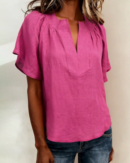 Raglan Sleeve Solid Color Blouse