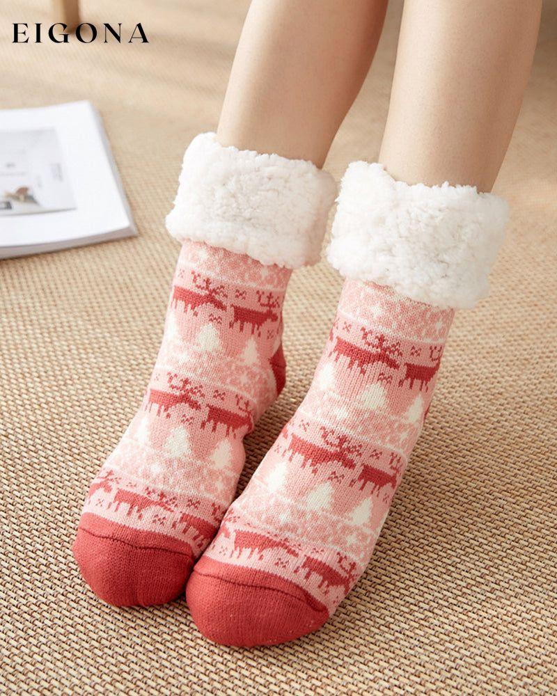 Christmas elk snow socks Pink 23BF ACCESSORIES christmas Clothes