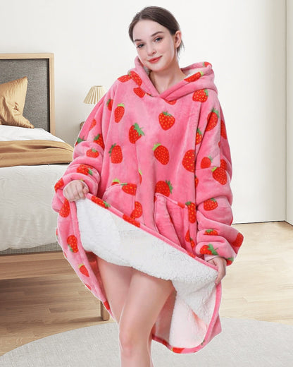 Strawberry print loose blanket hoodie 2024 F/W Blanket Hoodies