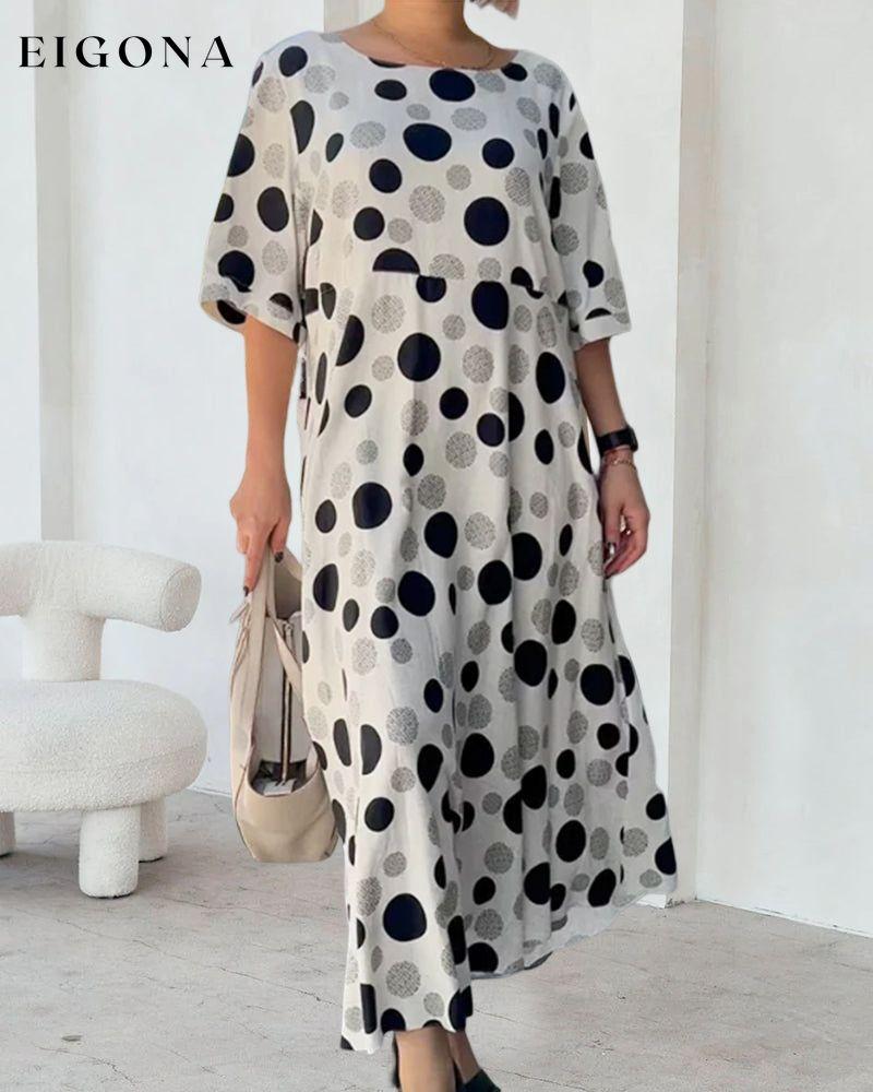 Round Neck Polka Dot Print Dress Casual Dresses Clothes Dresses SALE Spring Summer