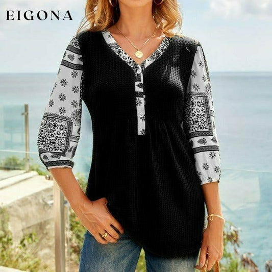 Casual Printed Patchwork Shirt Black Best Sellings clothes Sale tops Topseller