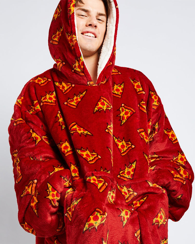 Cute Pizza Loose Blanket Hoodie 2024 f/w Blanket Hoodies