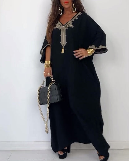 V-neck loose simple dress