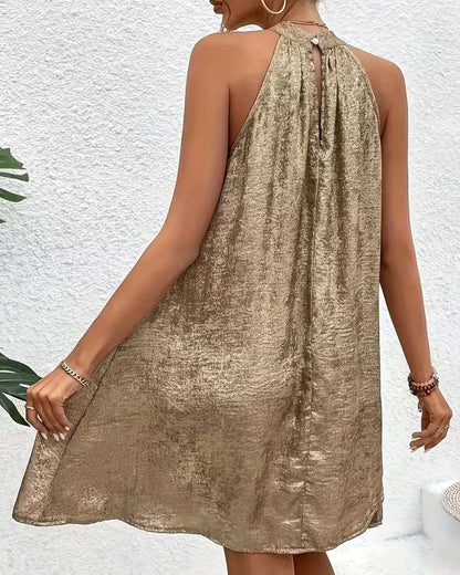 Light Luxury Sleeveless Off-Shoulder Halter Dress