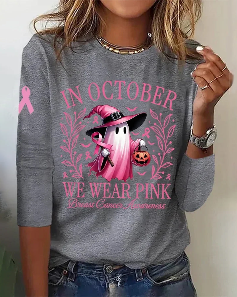 Crew neck long sleeve halloween regular loose blouse for women 2024 f/w halloween t-shirts