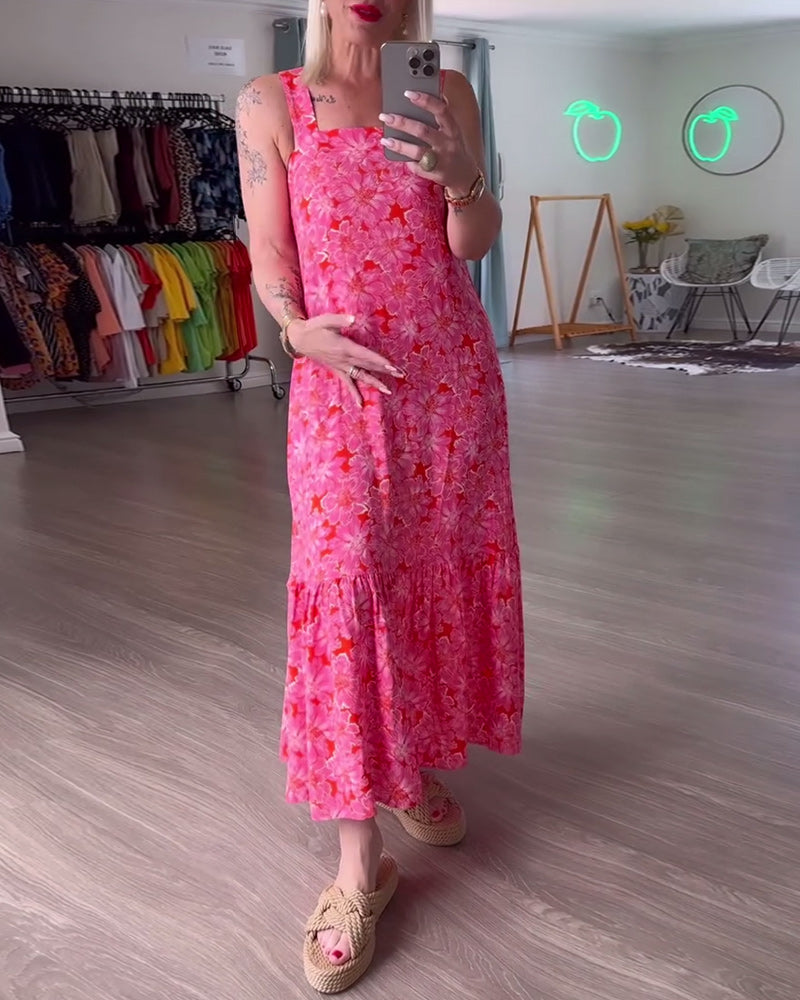 Trägerloses Kleid mit Print und quadratischem Ausschnitt