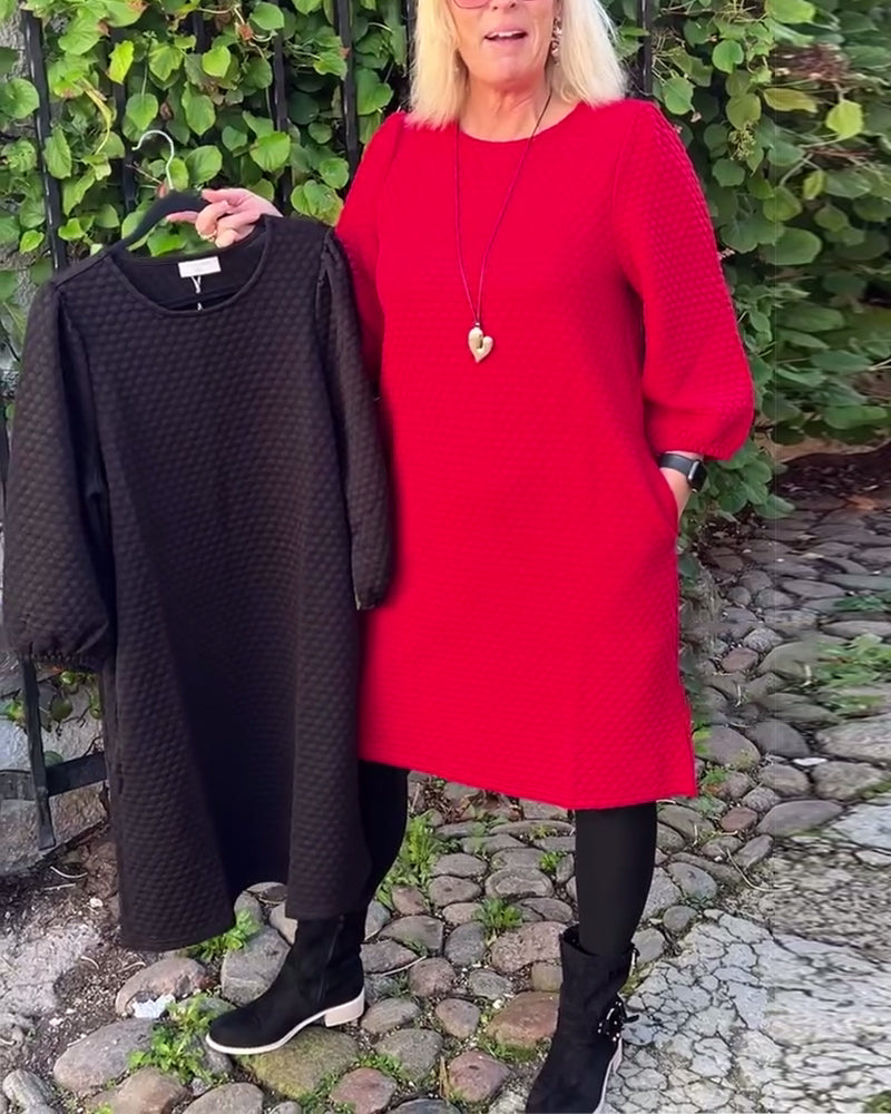 Casual Solid Color Round Neck Dress