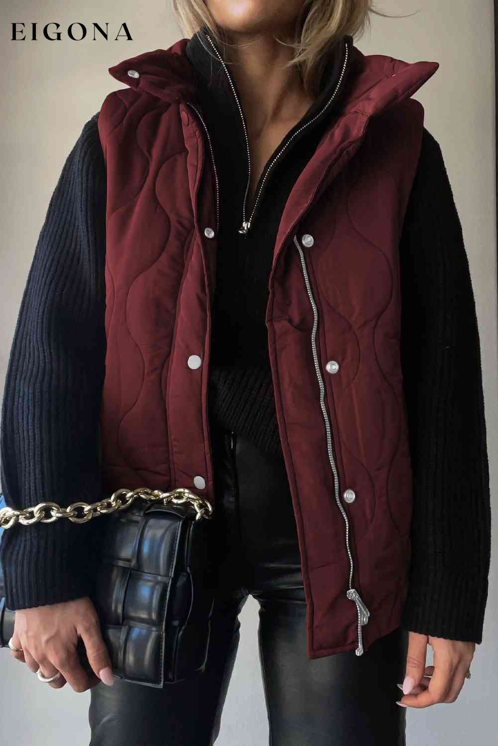 Collared Neck Vest with Pockets clothes Ship From Overseas SYNZ