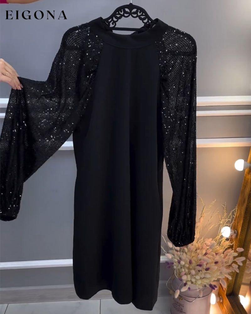 Solid color dress with patchwork sleeves Black 2023 f/w 23BF casual dresses Clothes Dresses spring