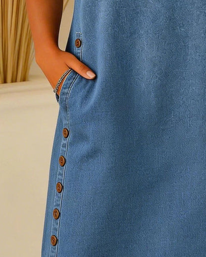 Button-Down Casual Denim Dress