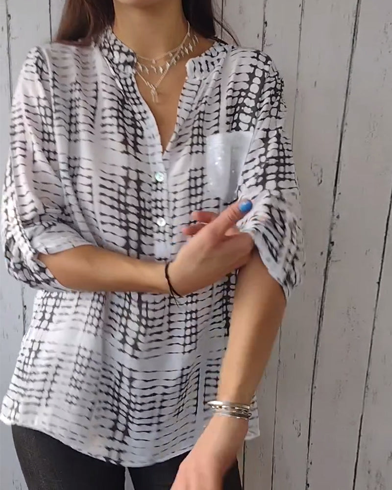 Casual pockets and pleated blouses blouse&shirts