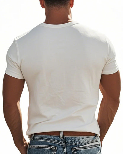 Men's Button Placket Short Sleeve T-Shirt