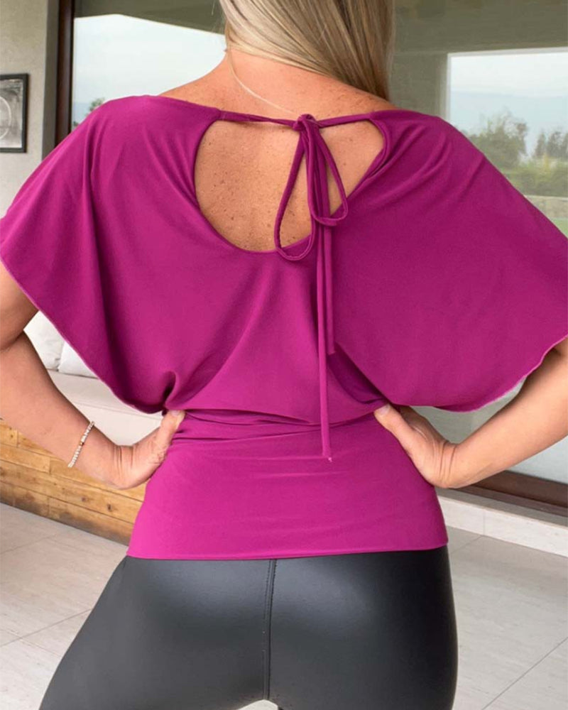 Bat sleeve solid color casual blouse blouses & shirts summer