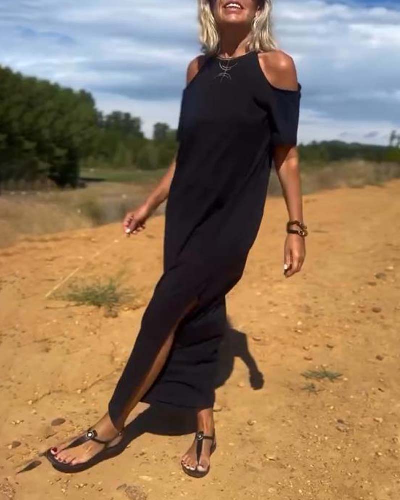 Modisches, lässiges, schulterfreies, schmales Kleid