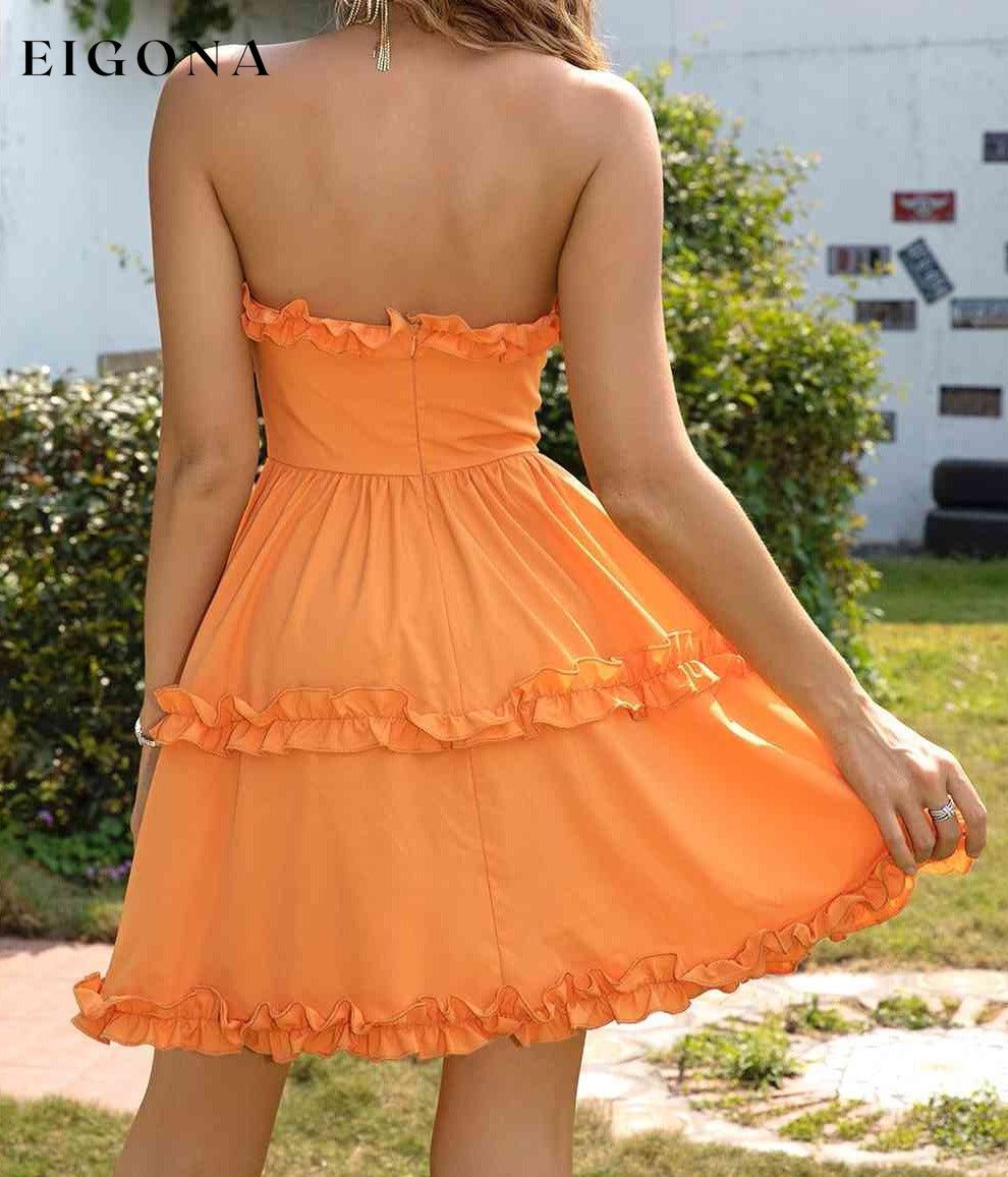 Frill Trim Strapless Mini Dress clothes dress dresses mini dress Ringing-N Ship From Overseas