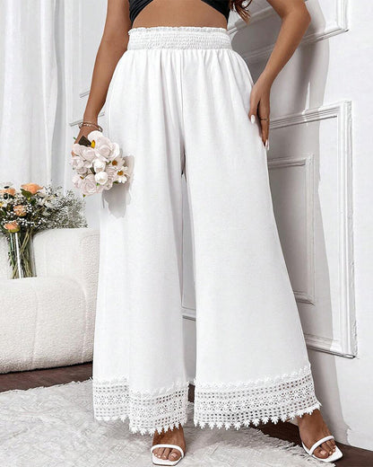 Modische Hose mit weitem Bein und Spitzennähten
