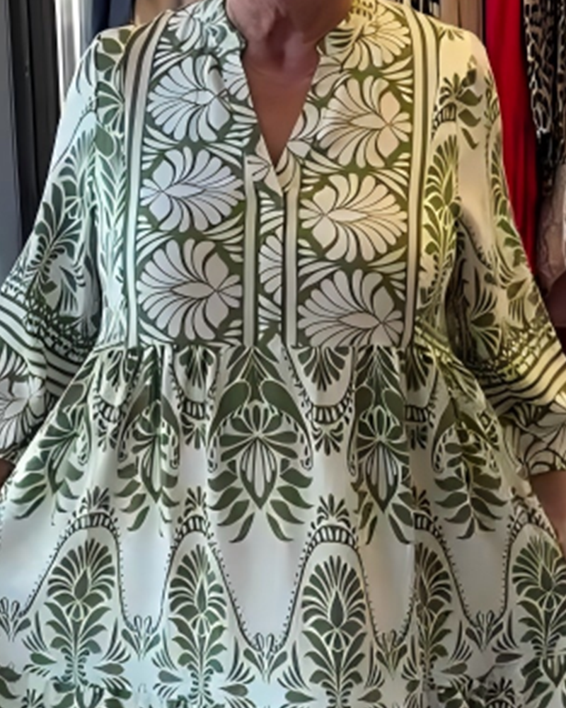 Floral-Print V-Neck Dress