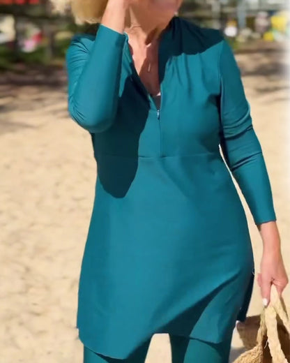 A Long-Sleeve Sun Protection Tankini