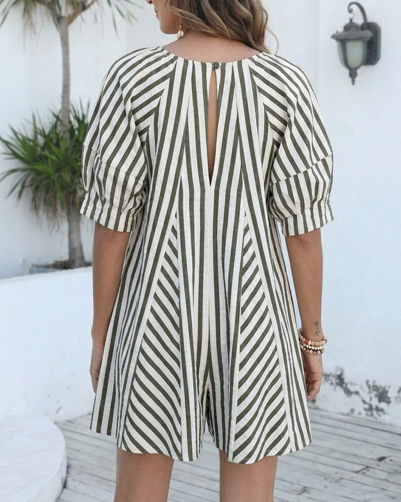 Striped Loose Shorts Jumpsuit