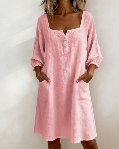Square Neck Puff Sleeve Dress