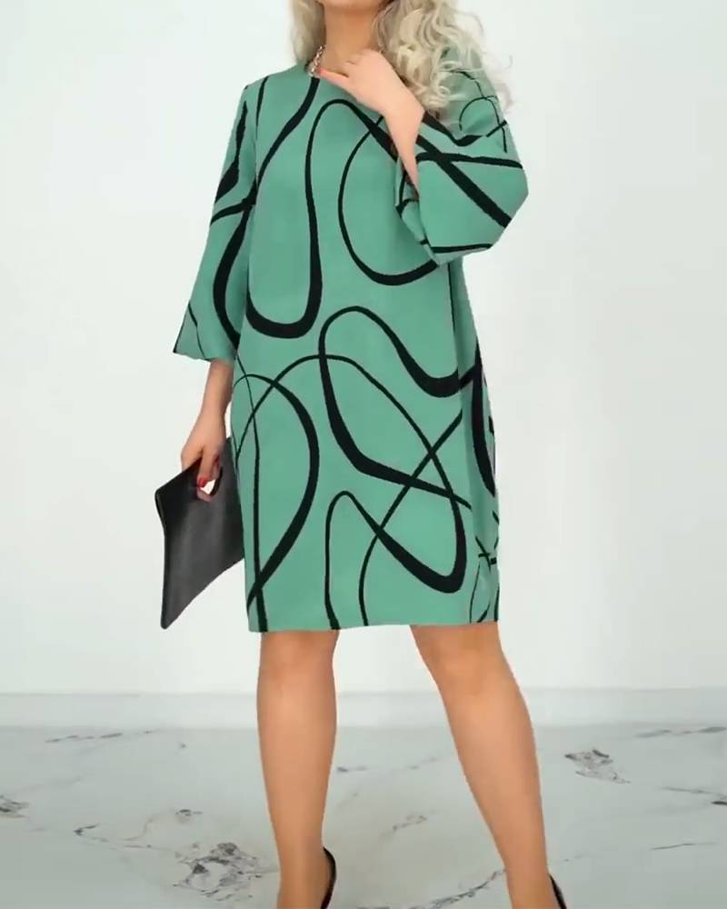 Bedrucktes Kleid mit Rundhalsausschnitt und modischem Design