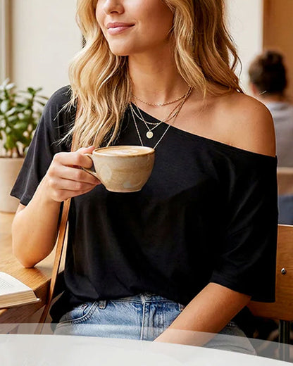 Women's Off-Shoulder Loose Fit Top 2-Piece Set