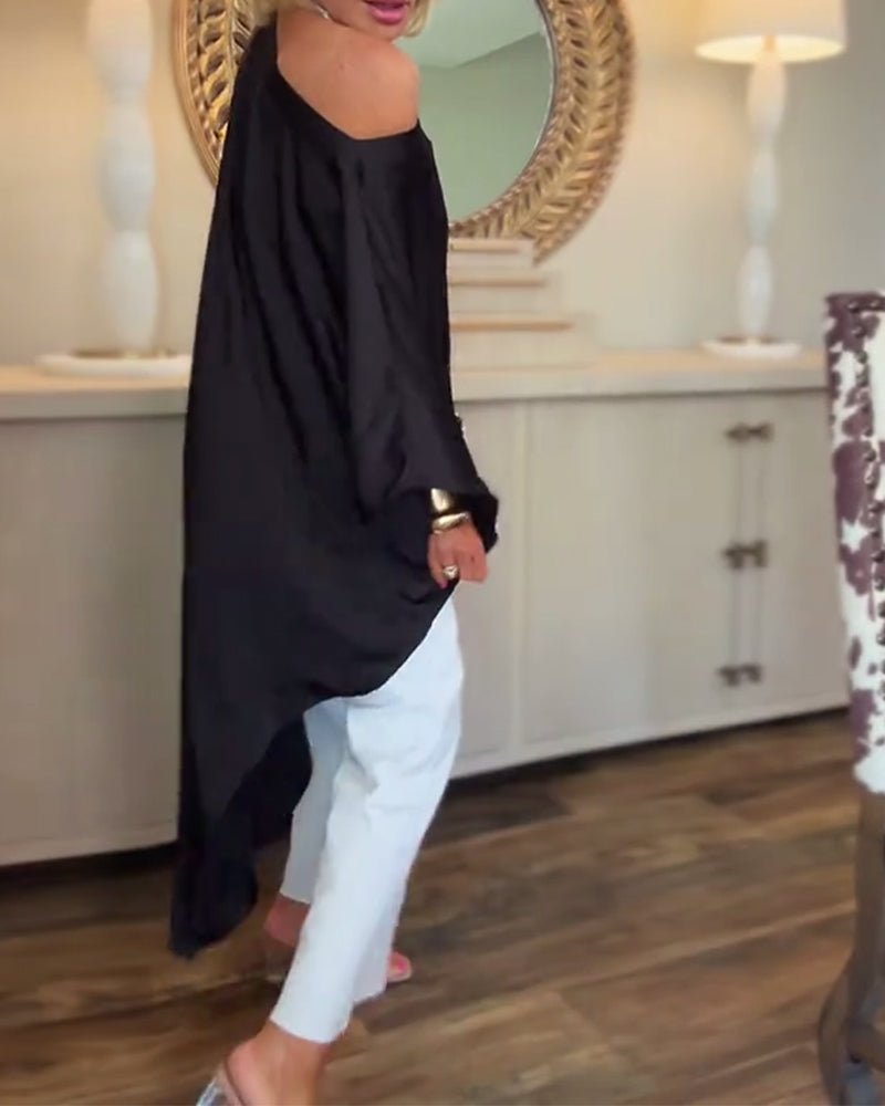 Camicetta ampia irregolare alla moda casual